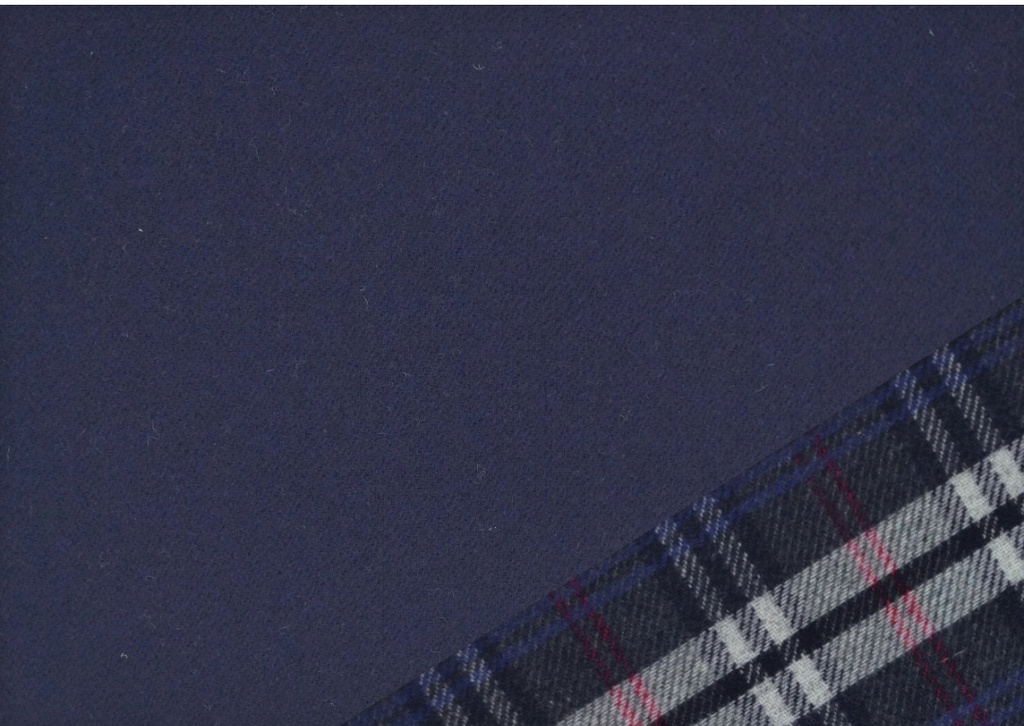 Muflón reversible cuadro/liso azul marino gris 