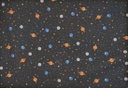 Algodón planetas negro multicolor
