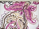 Brocado  flores crema marsala fucsia