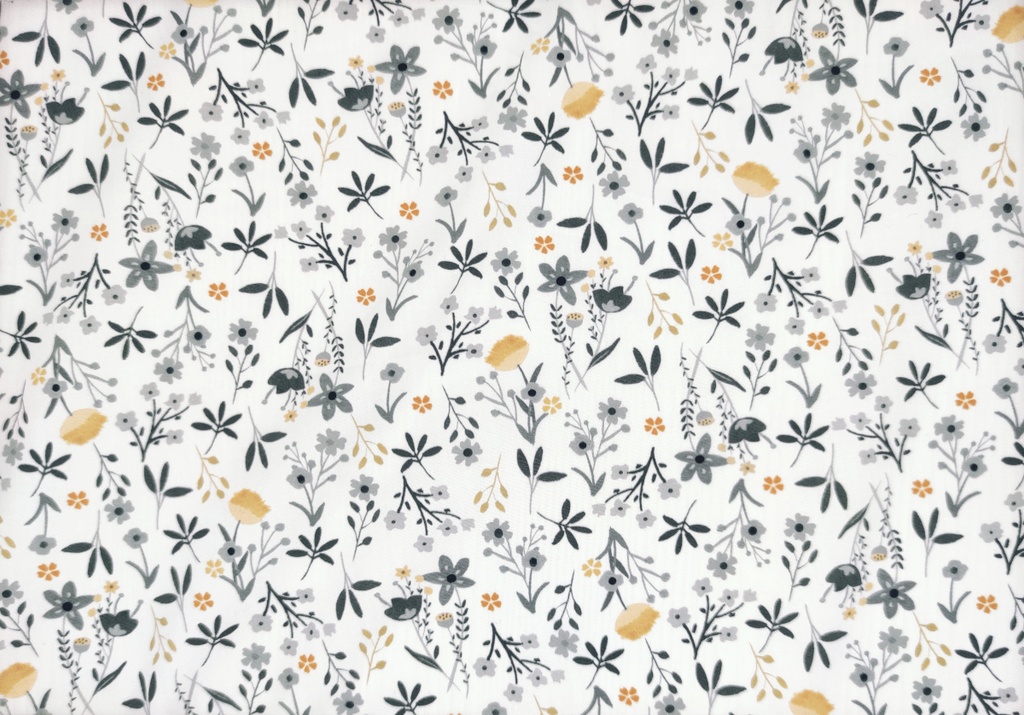Popelín flores gris ocres