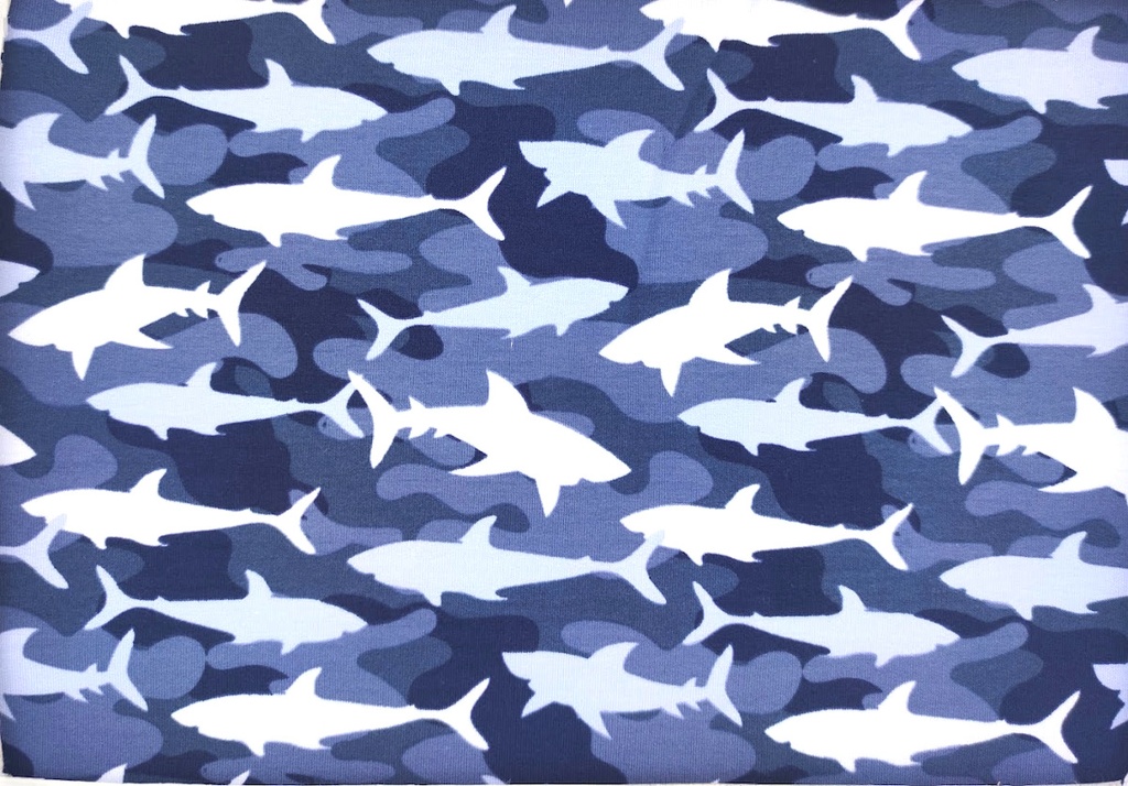 French Terry camuflaje tiburones