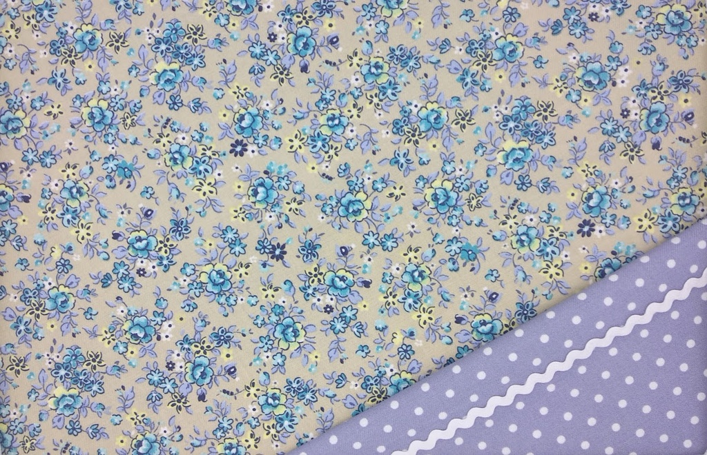 Viella beige flor turquesa