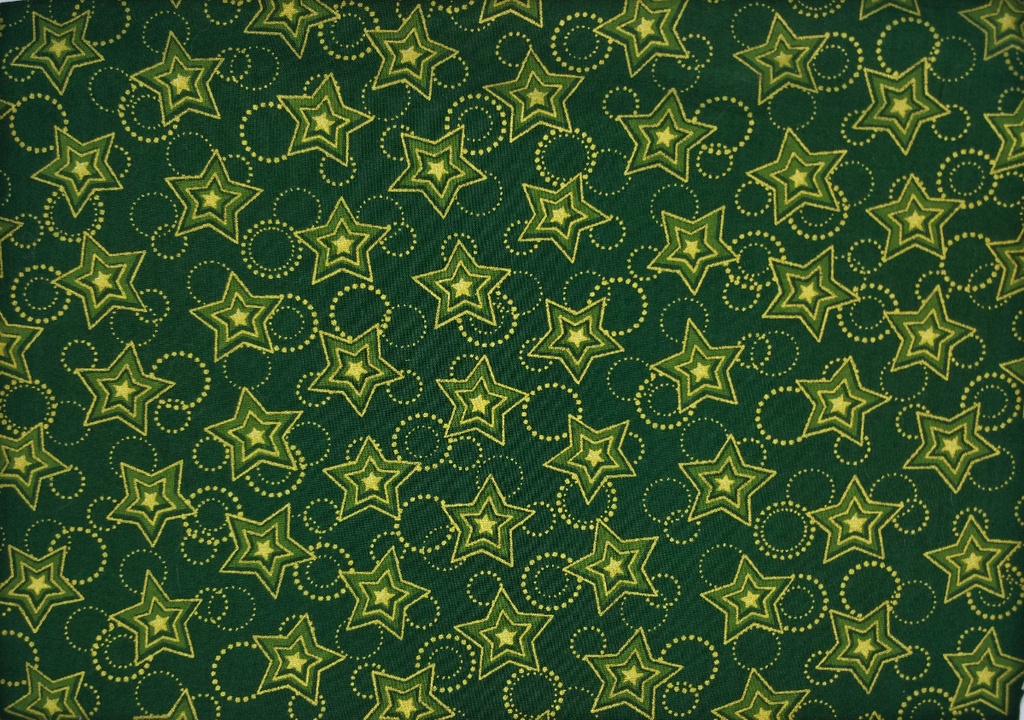 Algodón navideño verde estrellas