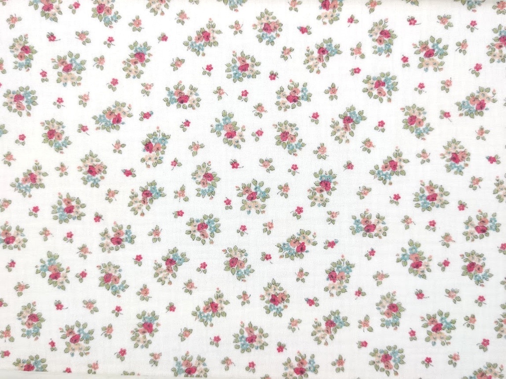 Muselina blanco flores verdes