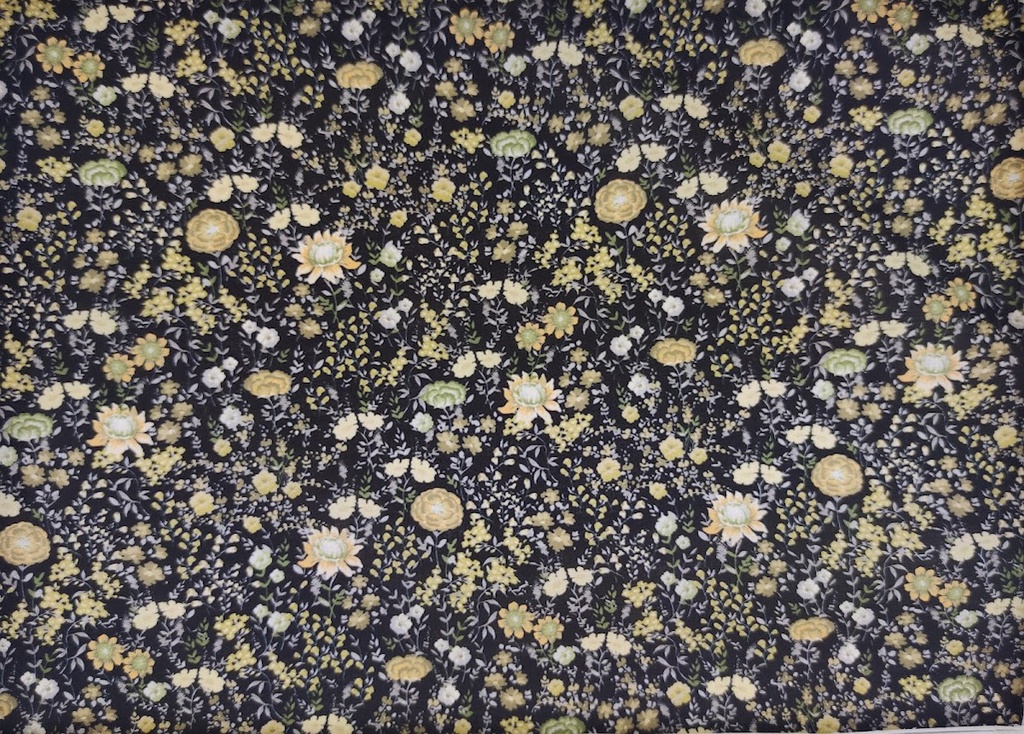 Voile digital negro flor ocre y gris