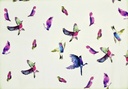 Satén crudo pájaros multicolor