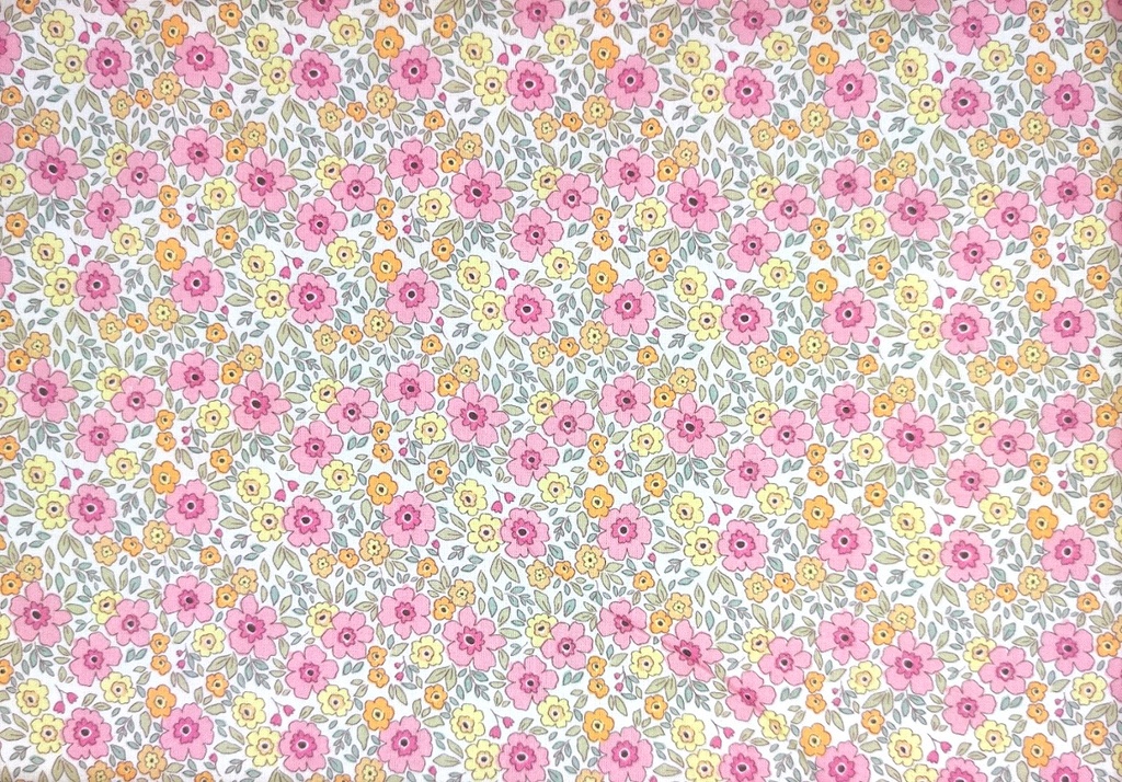 Popelín florecitas rosa y gris