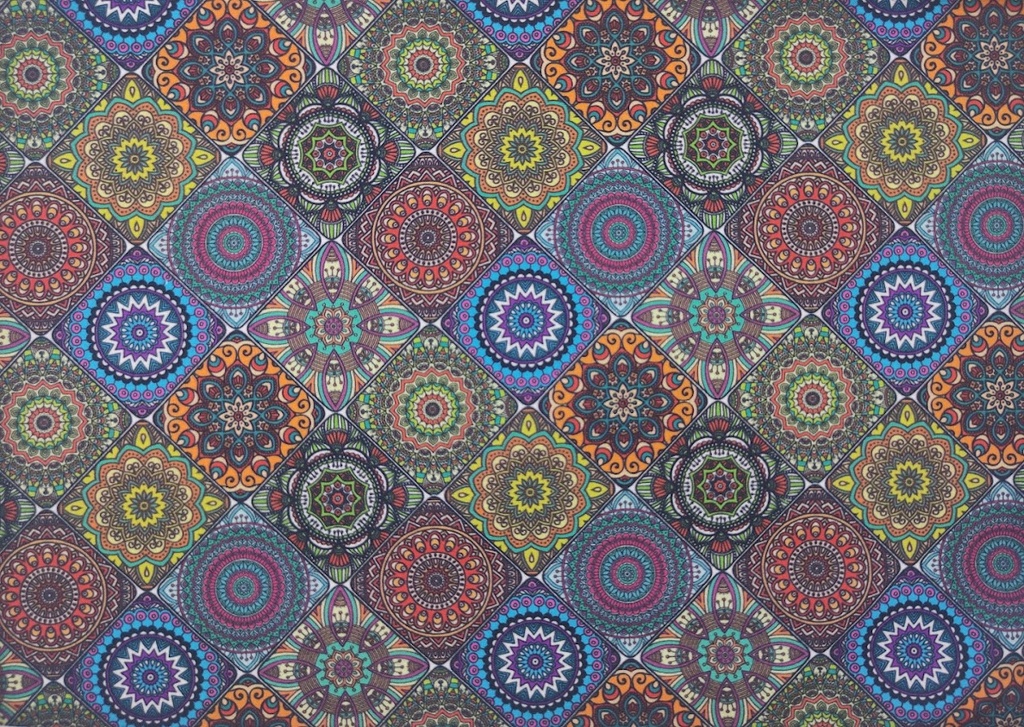 Algodón rosetones negro multicolor