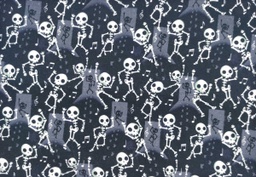 Popelín negro con esqueletos