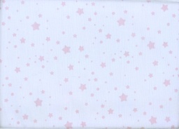 [2633] Piqué canutillo blanco estrellas rosa