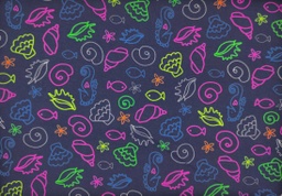 Punto alg. estp. conchas azul marino multicolor