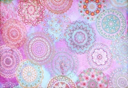 [3641] Satén mandalas turquesa rosa fucsia amarillo