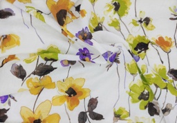 [neguev] Voile stropicciato flores blanco verde ocre