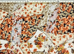 [vaira] Fantasía satén flores teja beige