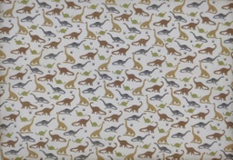 Algodón dinosaurios Gris topo multicolor