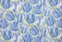 [bari c/35] Lino estp. tulipanes verde aguamarina verde azul