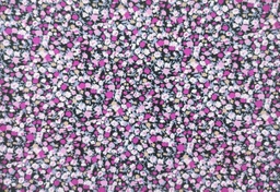 [5315] Popelin negro flores fucsia gris "Begoña"