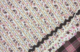 Viella blanco flor y raya marrón rosa
