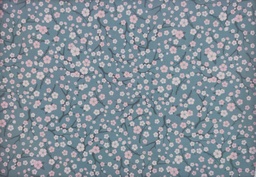 Algodón japan gris flor rosa