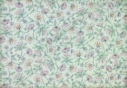 Lino viscosa verde flores rosas﻿