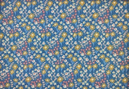 [66475] Algodón azul flores ocres