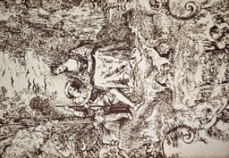 [CARTUJA 925-1/2] Loneta linculla toile de jouy marrón (copia)