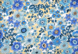 [PE5373] Popelín flores 50's azules