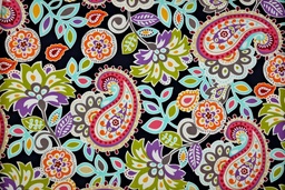 [213506] Popelín negro cachemir multicolor