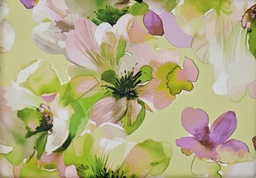 [3209] Satén verde flores malva