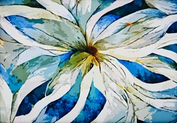 [3262] Satén florones azul verde