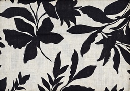 [21555032] Viscosa lino flores blanco negro