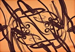 [3240-5] Saten naranja trazos marrón