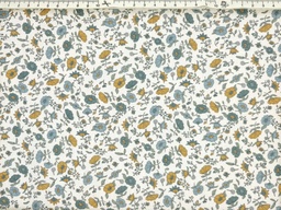 [fky383] Algodón texturizado flores ocre petroleo