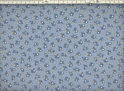 [bob851] Muselina azul florecitas ocre